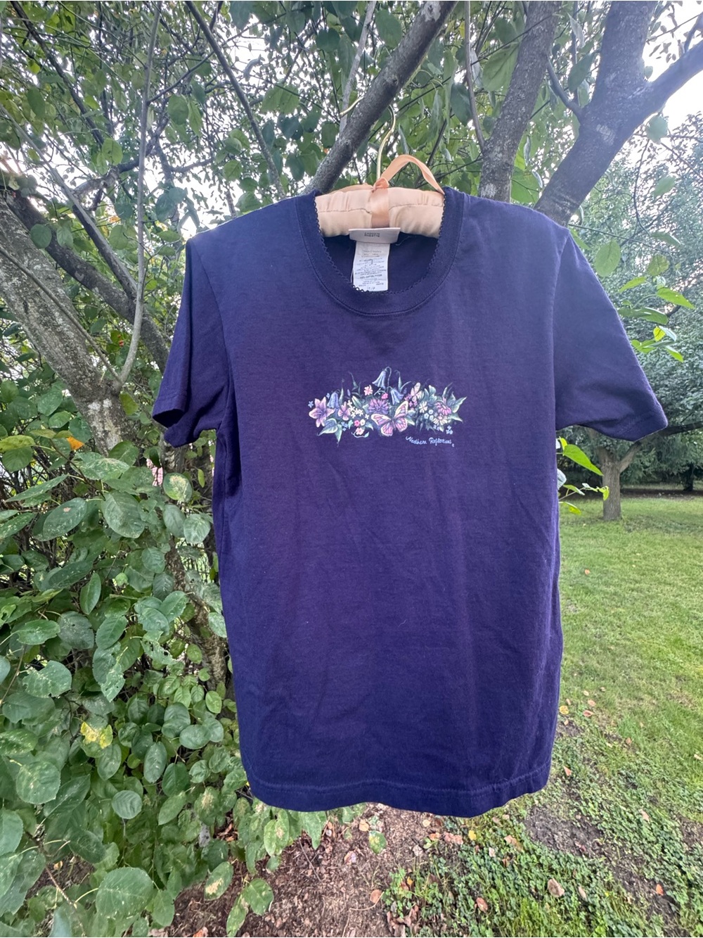 Northern Reflections Navy Short-Sleeve Tee with Floral Graphic